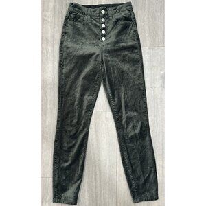 7 For All Mankind Women's High Waist Ankle Skinny Green Velvet Pants - 24x26